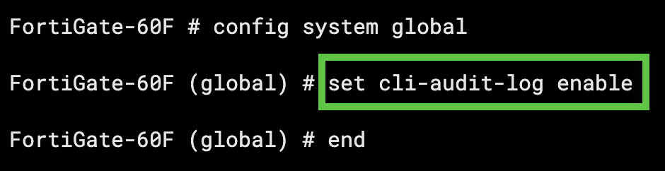 Fortinet CLI audit configuration