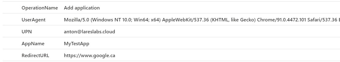 Sentinel - Application registration events