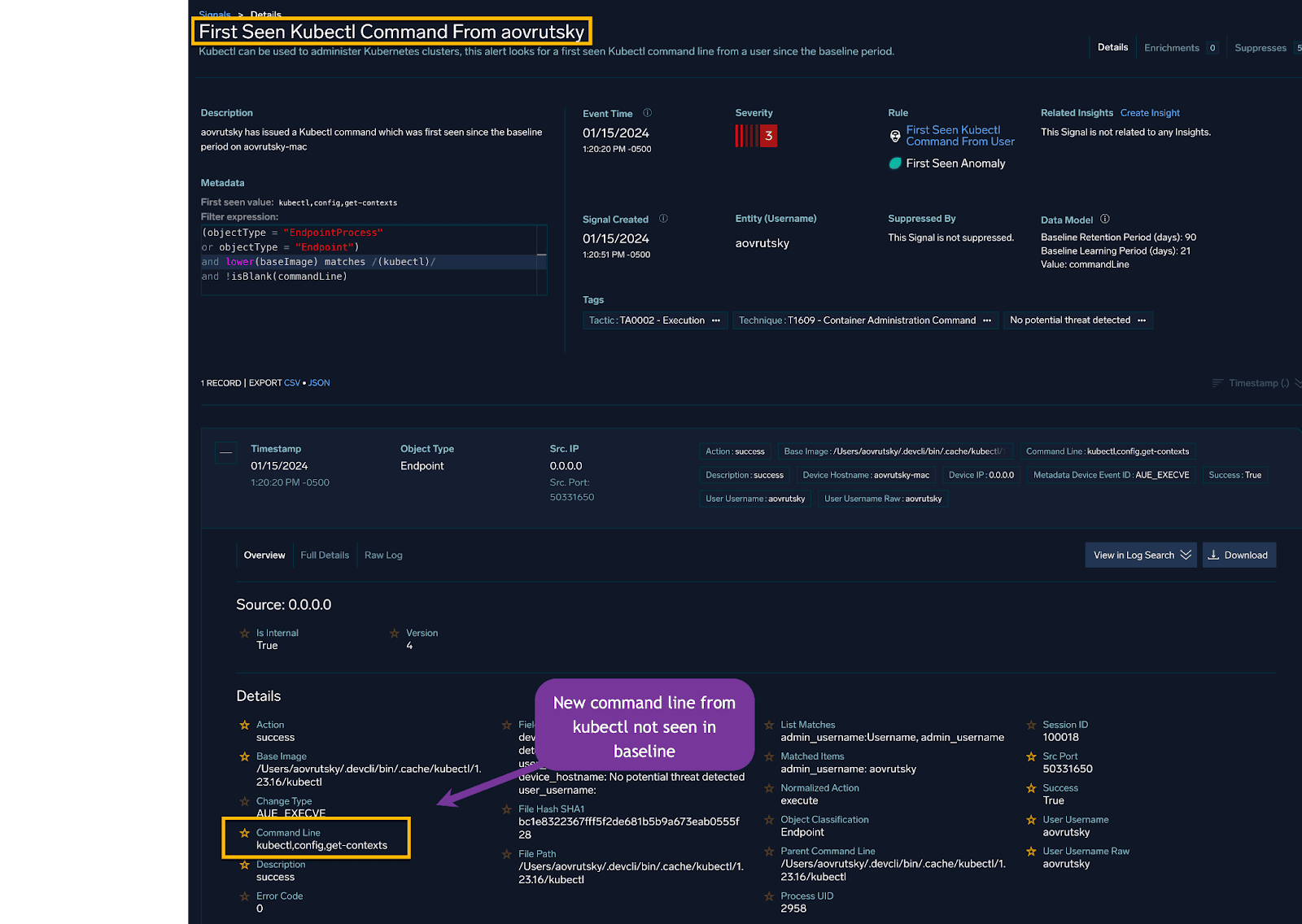 First Seen kubectl command rule