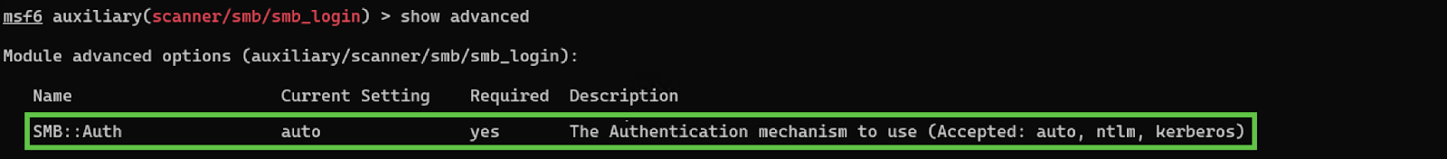 Configurable authentication methods within Metasploit's smb_login module