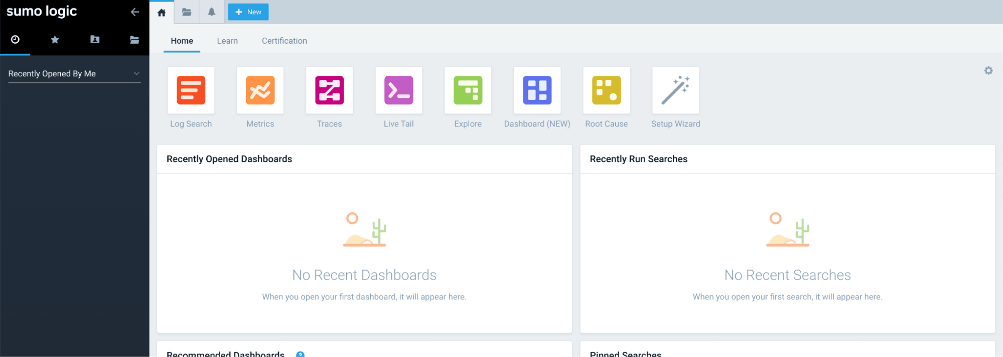 Sumo Logic dashboard initialization