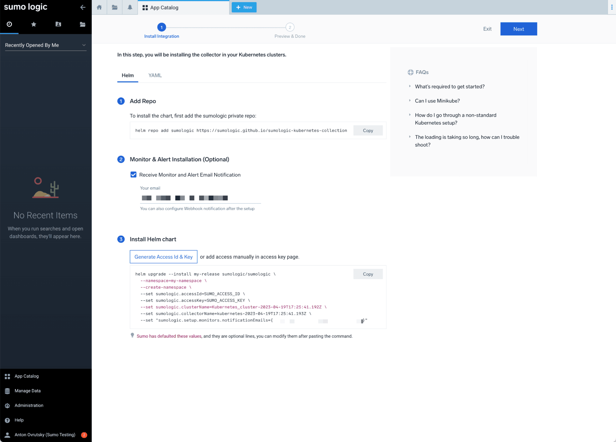 Kubernetes integration instructions