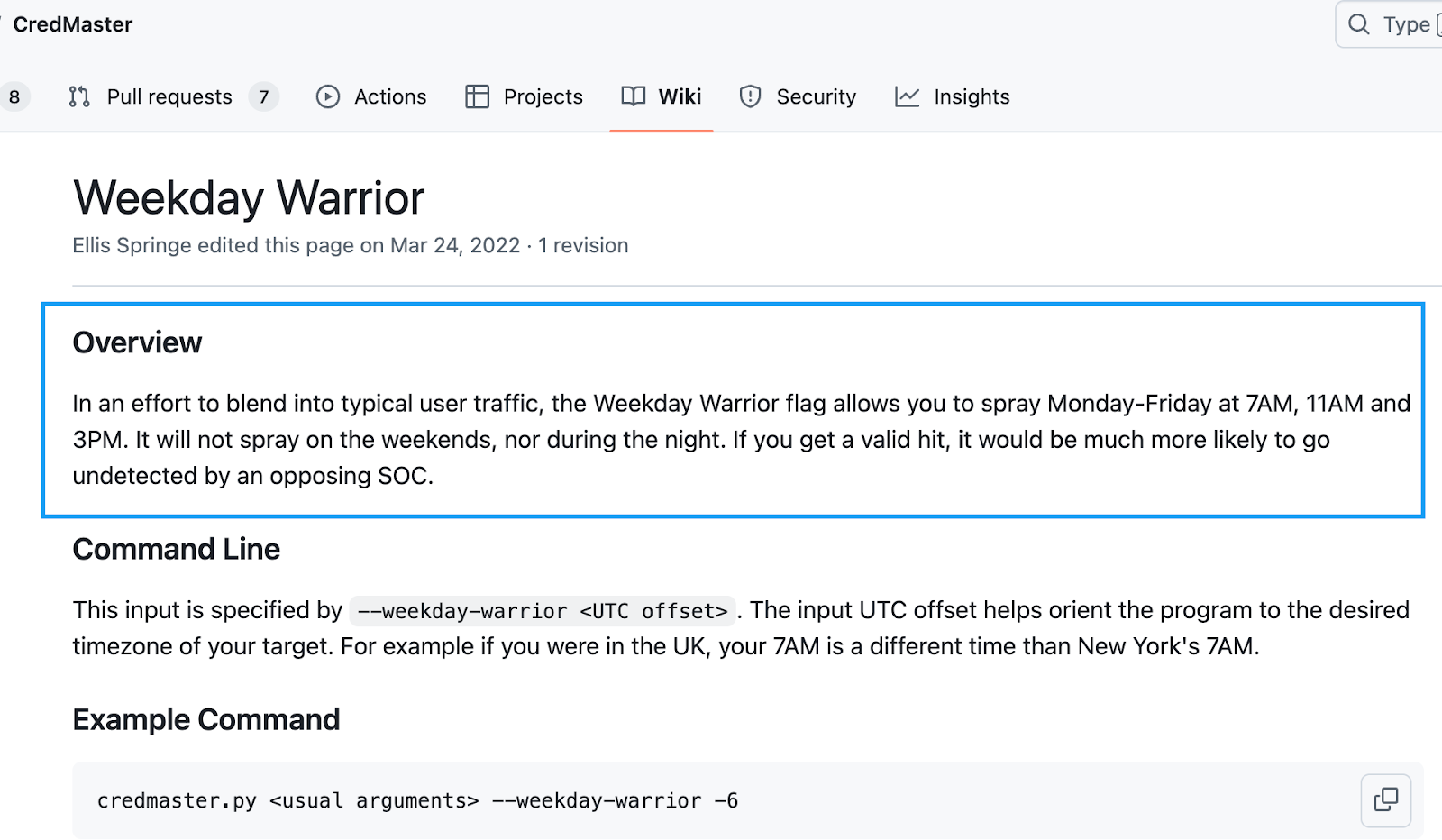 "Weekday Warrior" feature of CredMaster