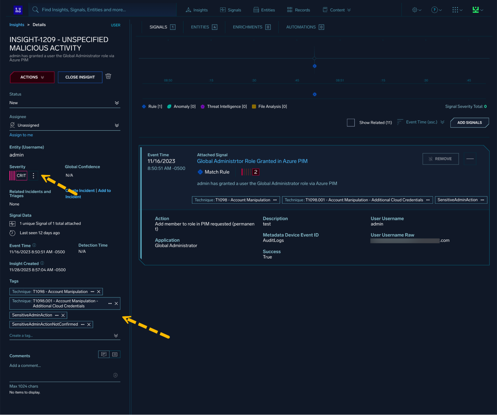 High-severity insight generation