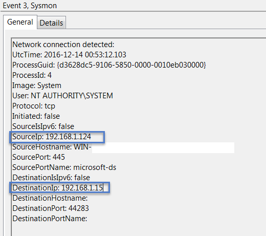 Network connection event
