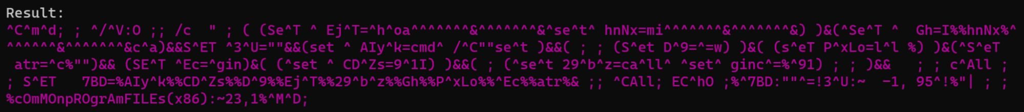 Query results detecting obfuscated command lines