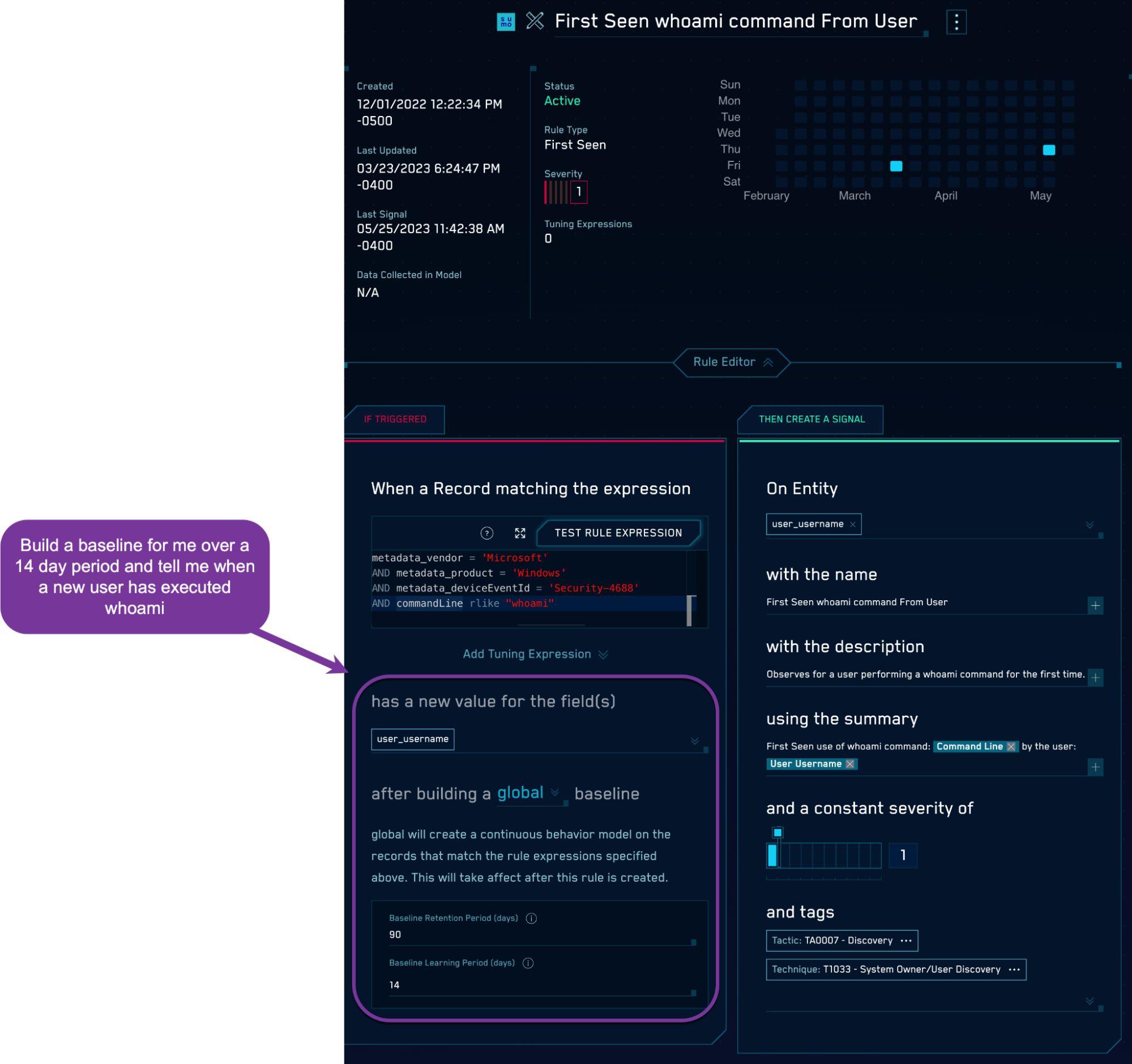 Signal details showing long command line and outbound network connection