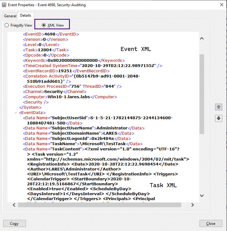 Splunk query using xmlkv for scheduled tasks