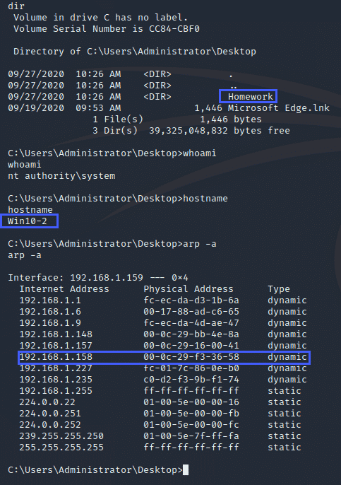 Network enumeration screenshot
