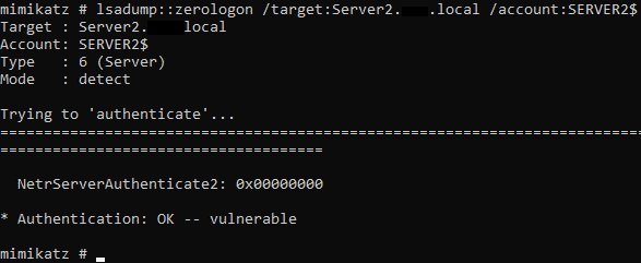 Mimikatz vulnerability check